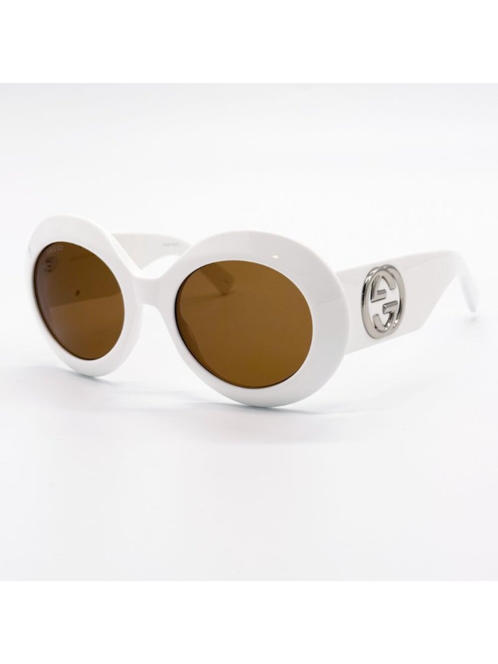 NEW GUCCI SUNGLASSES GG1647S 003 WOMEN ROUND WHITE BROWN EYEWEAR - Picture 3 of 12